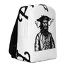 White Minimalist Backpack with a black centered image of "Blackbeard the Pirate" this was published in Defoe, Daniel; Johnson, Charles (1736 - although Angus Konstam says the image is circa 1726)