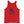 Red unisex tank top with Henry Every pirate flag which depicts a black skull in profile wearing a kerchief and an earring, above a saltire of two black crossed bone