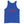 Royal Blue unisex tank top with wording "Salty" written on one horizontal row in IM Fell font on the front. Lettering is in Red.