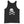 Black unisex tank top with Henry Every pirate flag which depicts a white skull in profile wearing a kerchief and an earring, above a saltire of two white crossed bones
