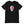 Black short sleeve t-shirt with "Pirates Honor Loyalty" written horizontally transposed over skull outline. Lettering is in red and skull is in white.