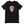 Black short sleeve t-shirt with "Pirates Honor Loyalty" written horizontally transposed over skull outline. Lettering is in red and skull is in white.