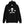 Black unisex hoodie depicting the white pirate flag of Stede Bonnet "The Gentleman Pirate" represented as a white skull above a horizontal long bone between a heart and a dagger, all on a black field.