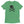Green unisex short sleeve t-shirt with Henry Every pirate flag which depicts a black skull in profile wearing a kerchief and an earring, above a saltire of two black crossed bones