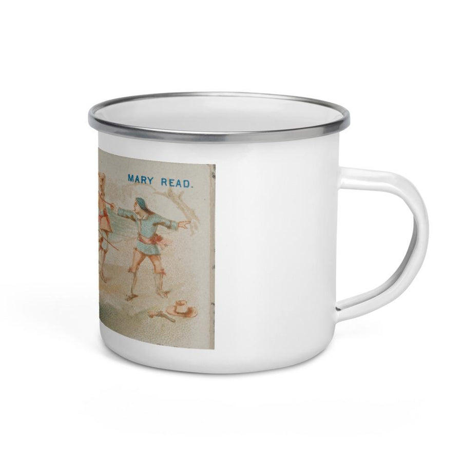 Enamel Mug of Mary Read, The Duel, from the Pirates of the Spanish Main series (N19) for Allen & Ginter Cigarettes ca. 1888