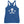 Royal Blue racerback tank top depicting the pirate flag of Stede Bonnet "The Gentleman Pirate" represented as a white skull above a horizontal long bone between a heart and a dagger.